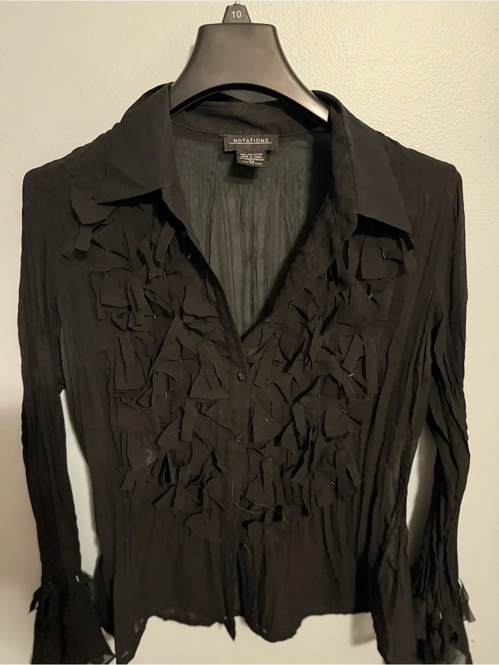Notations Black Ruffle Front Button Blouse - Picture 2 of 6